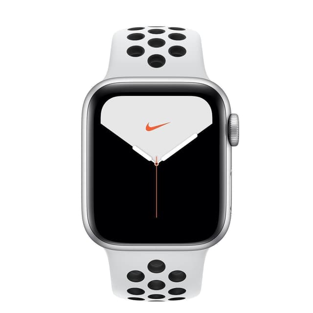 Apple Watch (Series 5) September 2019 40 mm - Aluminium Silber - Armband Nike Sportarmband Pure Platinum/Schwarz