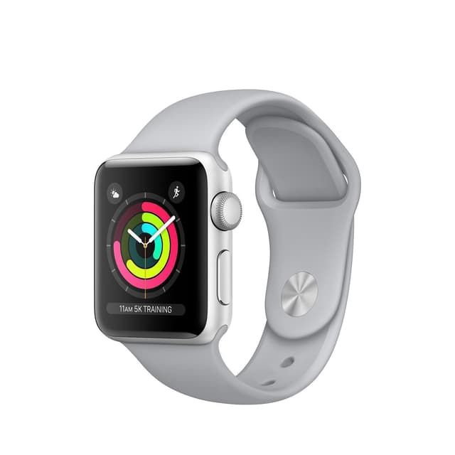 Apple Watch (Series 3) 38 mm - Aluminium Silber - Armband Sportarmband Grau