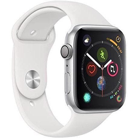 Apple Watch (Series 4) September 2018 44 mm - Aluminium Silber - Armband Sportarmband Weiß