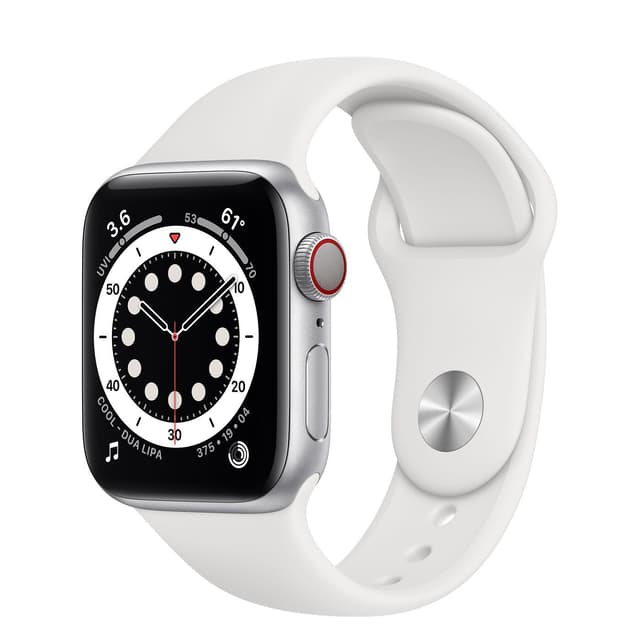 Apple Watch (Series 6) September 2020 44 mm - Aluminium Silber - Armband Sportarmband Weiß
