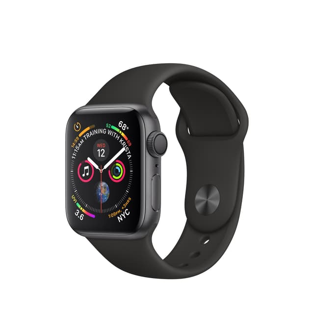 Apple Watch (Series 4) September 2018 40 mm - Rostfreier Stahl Schwarz - Armband Sportarmband Schwarz
