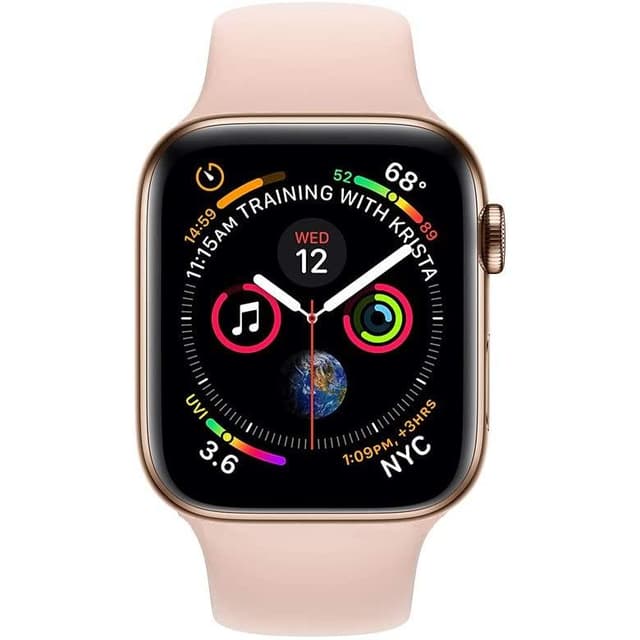 Apple Watch (Series 5) September 2019 44 mm - Rostfreier Stahl Roségold - Armband Sportarmband Rosa