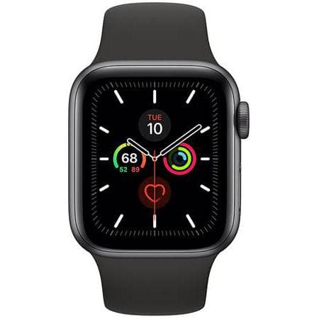 Apple Watch (Series 5) September 2019 44 mm - Titan Schwarz - Armband Sportarmband Schwarz