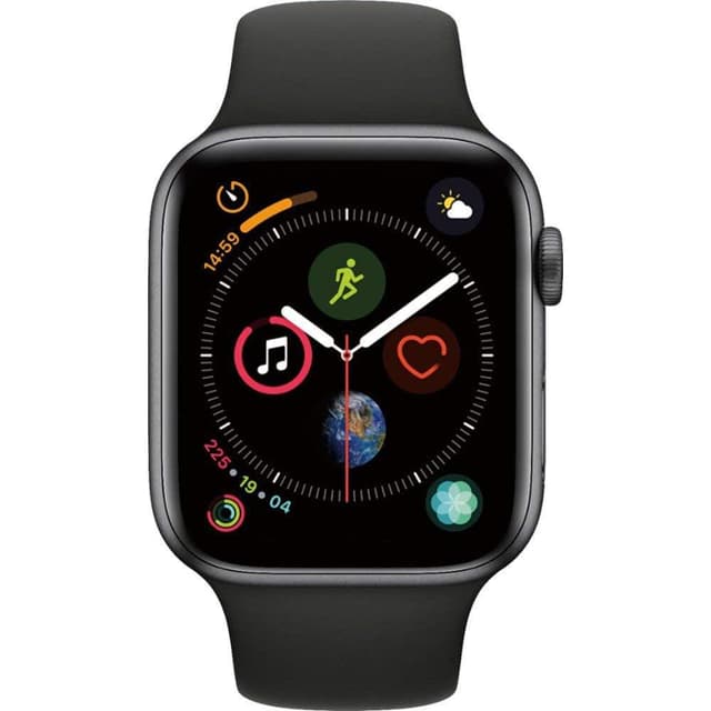 Apple Watch (Series 4) GPS + Cellular 44 mm - Aluminium Space Grau - Sportarmband Schwarz