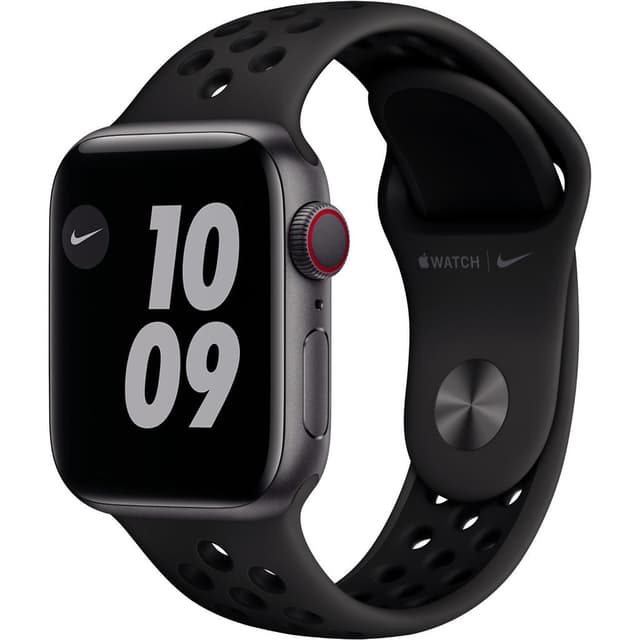 Apple Watch (Series 6) GPS + Cellular 44 mm - Aluminium Space Grau - Nike Sportarmband Schwarz