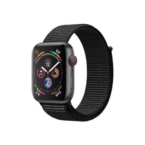 Apple Watch (Series 4) GPS + Cellular 44 mm - Aluminium Space Schwarz - Sportarmband Schwarz
