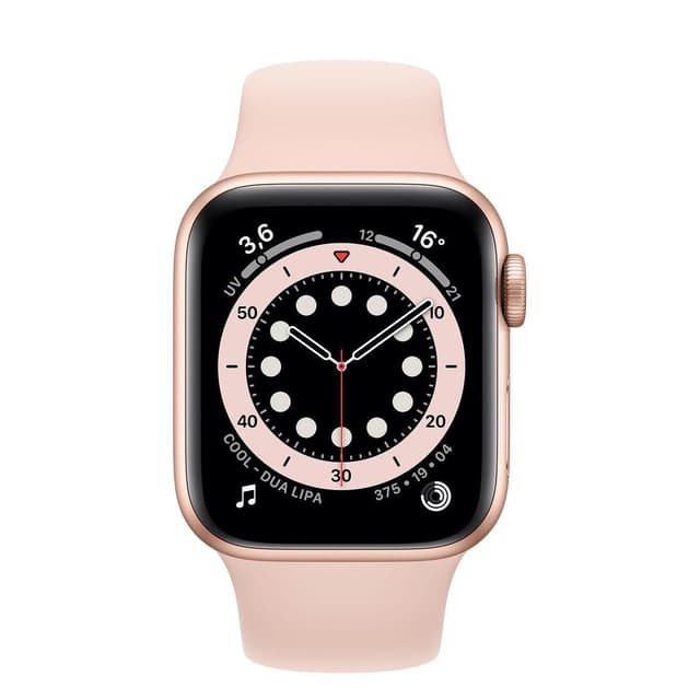 Apple Watch (Series 6) GPS 40 mm - Rostfreier Stahl Gold - Sportarmband Rosa