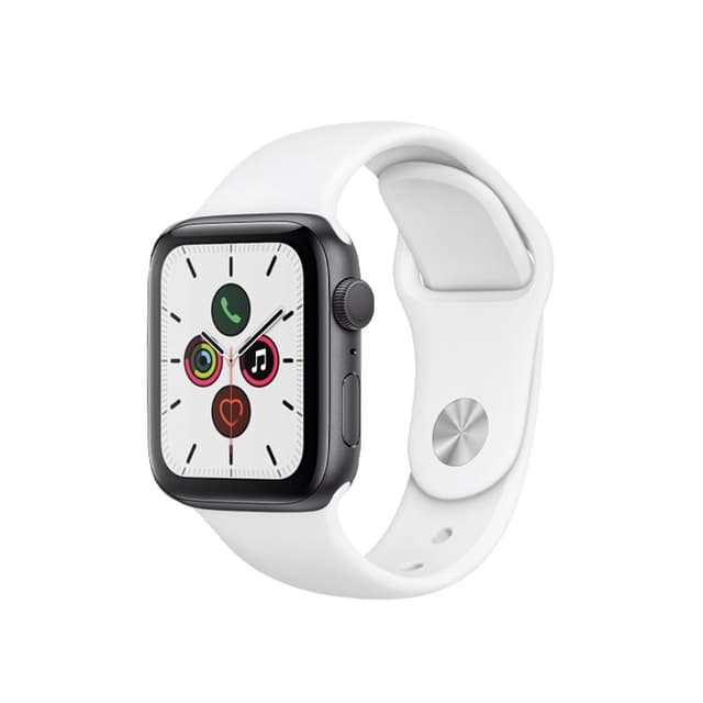Apple Watch (Series 5) GPS + Cellular 44 mm - Aluminium Space Grau - Sportarmband Weiß