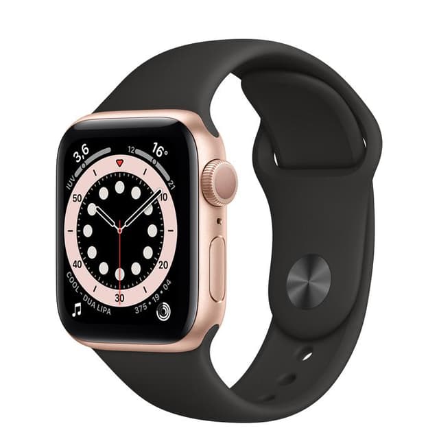 Apple Watch (Series 5) September 2019 40 mm - Aluminium Gold - Armband Sportarmband Schwarz