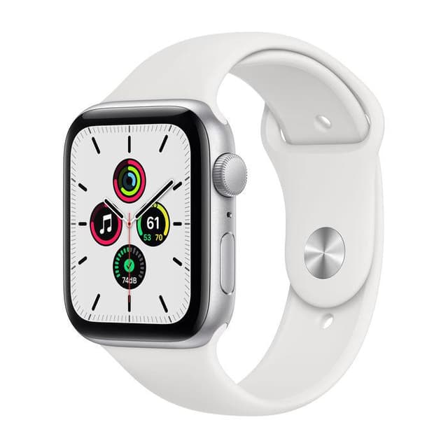Apple Watch (Series 4) GPS + Cellular 44 mm - Aluminium Silber - Sportarmband Weiß