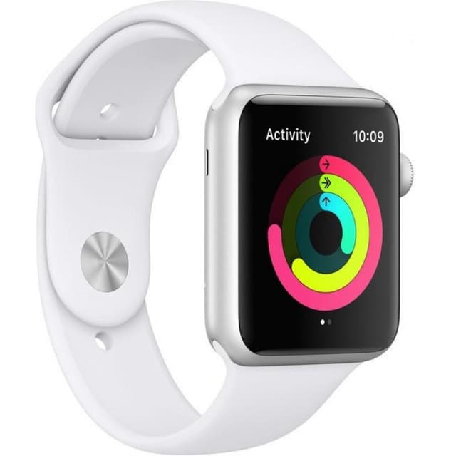 Apple Watch (Series 3) September 2017 42 mm - Aluminium Silber - Armband Sportarmband Weiß