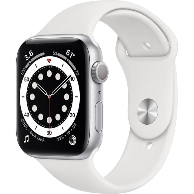 Apple Watch (Series 6) GPS + Cellular 44 mm - Rostfreier Stahl Silber - Sport loop Weiß