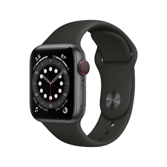 Apple Watch () September 2020 40 mm - Aluminium Space Grau - Armband Sportarmband Schwarz