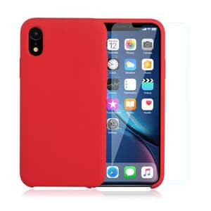 Hülle und 2 Schutzfolien iPhone XR - Silikon - Rot